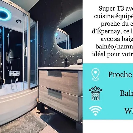 アパート E Petit T3 Avec & Lit King Size エペルネー